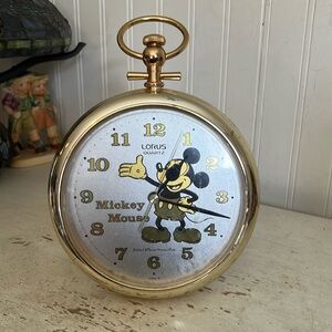 Vintage Lorus Disney Productions pocket watch Mickey wall or desk clock